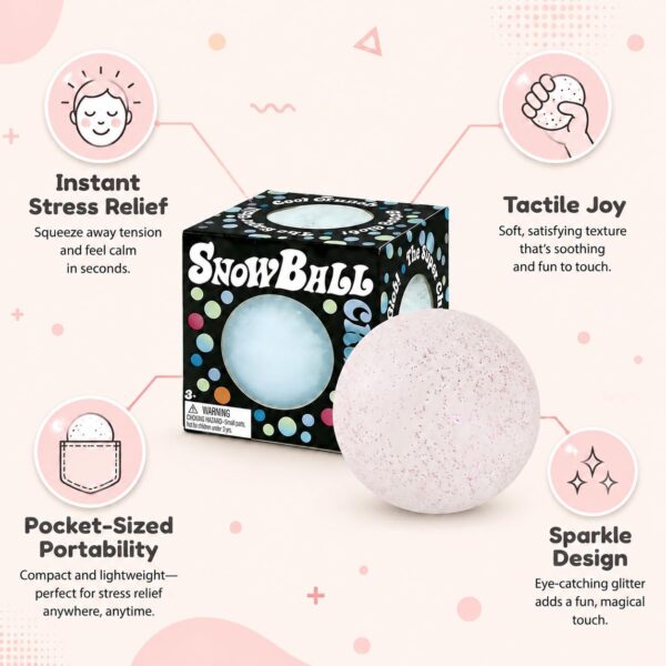 Różowa piłka antystresowa NeeDoh Snowball na biurku — Image 2 of 6