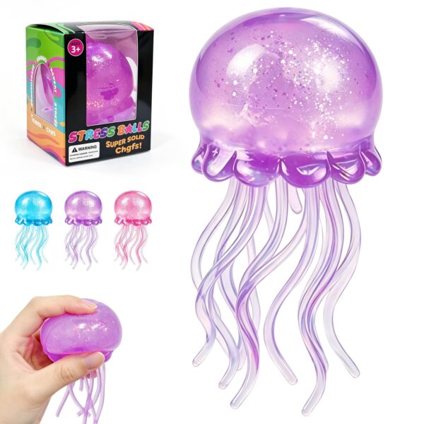 NeeDoh JellySquish Sparkle Squishy zabawka meduza z brokatową kopułą i mackami — Image 2 of 11