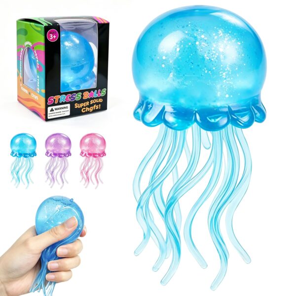 NeeDoh JellySquish Sparkle Squishy zabawka meduza z brokatową kopułą i mackami — Image 3 of 11
