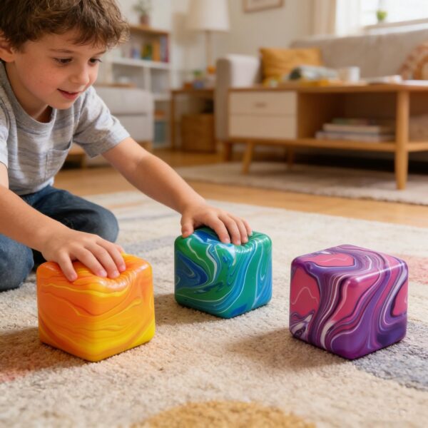 NeeDoh Nice Cube Swirl marmurkowa pomarańczowa kostka squish — Image 4 of 8