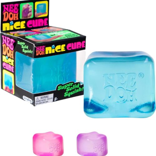 NeeDoh Nice Cube - Super Solid Squish in Blue (1/6) Przezroczysty niebieski NeeDoh Nice Cube sensoryczna zabawka squishy — Image 1 of 6