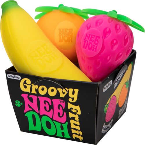 Zestaw trzech zabawek fidget Groovy Fruit z bananem, truskawką i pomarańczą — Image 1 of 1