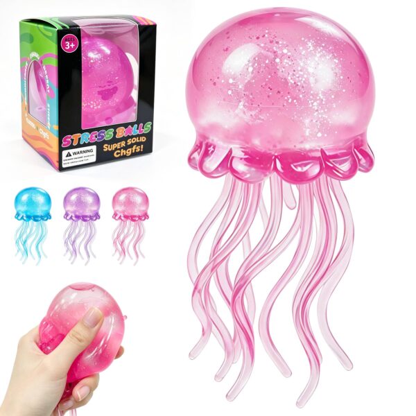 NeeDoh JellySquish Sparkle Squishy zabawka meduza z brokatową kopułą i mackami — Image 1 of 11