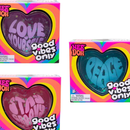NeeDoh Good Vibes Only Squishy Heart (1/1) Antystresowa zabawka NeeDoh Good Vibes Only – przezroczyste brokatowe serce — Image 1 of 1