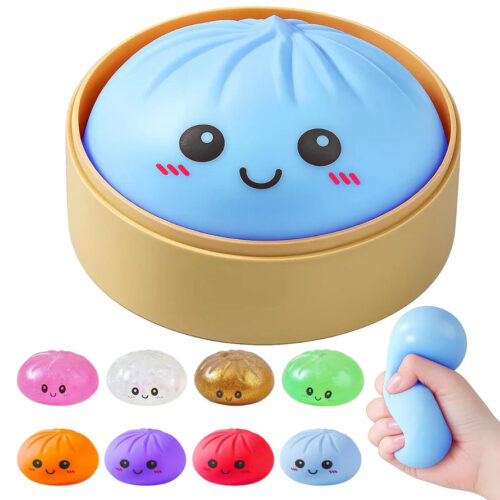 NeeDoh Mystery Dumpling Bao Bun Squishy Toy (1/1) NeeDoh Tajemniczy Bao Bun w bambusowym koszyku do gotowania na parze — Image 1 of 1